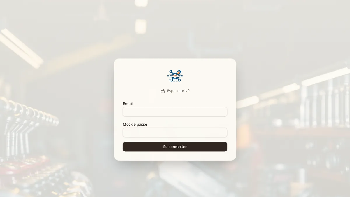 Espace privé de l'application d'analyse de commandes de Centr'Auto Pièces